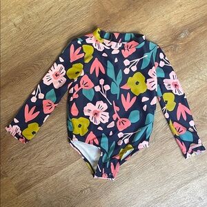 Floral Long Sleeve Kids Swim Rashguard